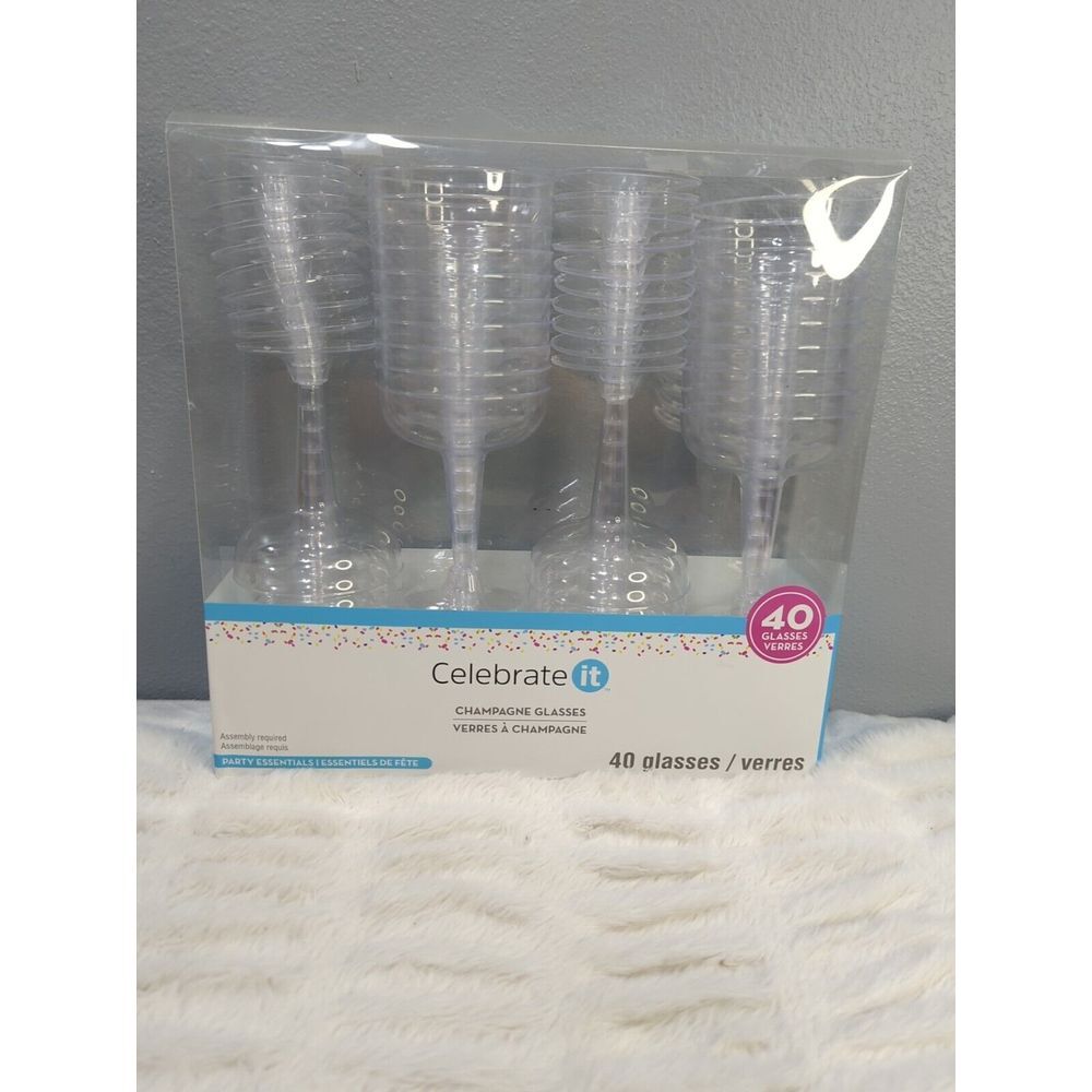 NIB Celebrate It ‎ Plastic Champagne Glasses Count 40 4.5 Fl Oz